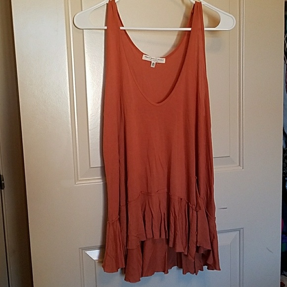 Uo Truly Madly Deeply peplum ruffle orange tank - Picture 2 of 7